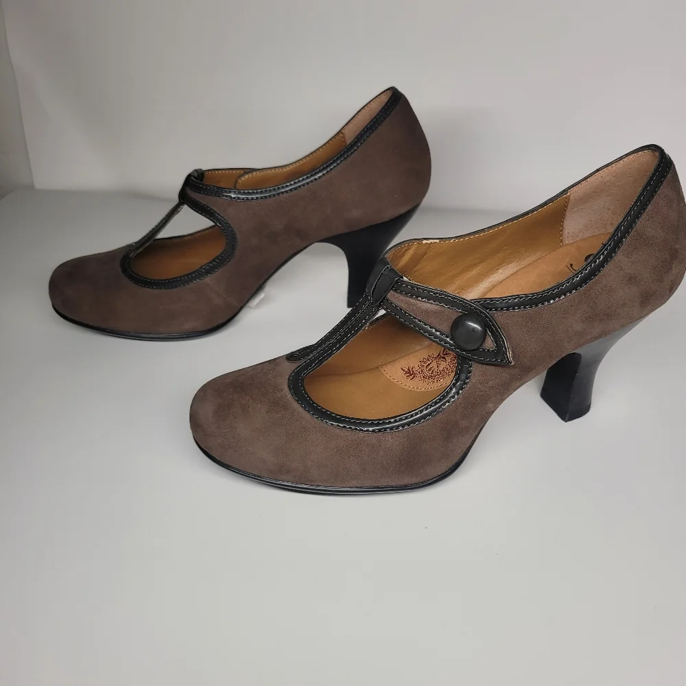 Sofft Women’s Vasta Mary Jane T Strap Kitten Heels Size 7.5 Nimbus Grey/Charcoal - Picture 4 of 11